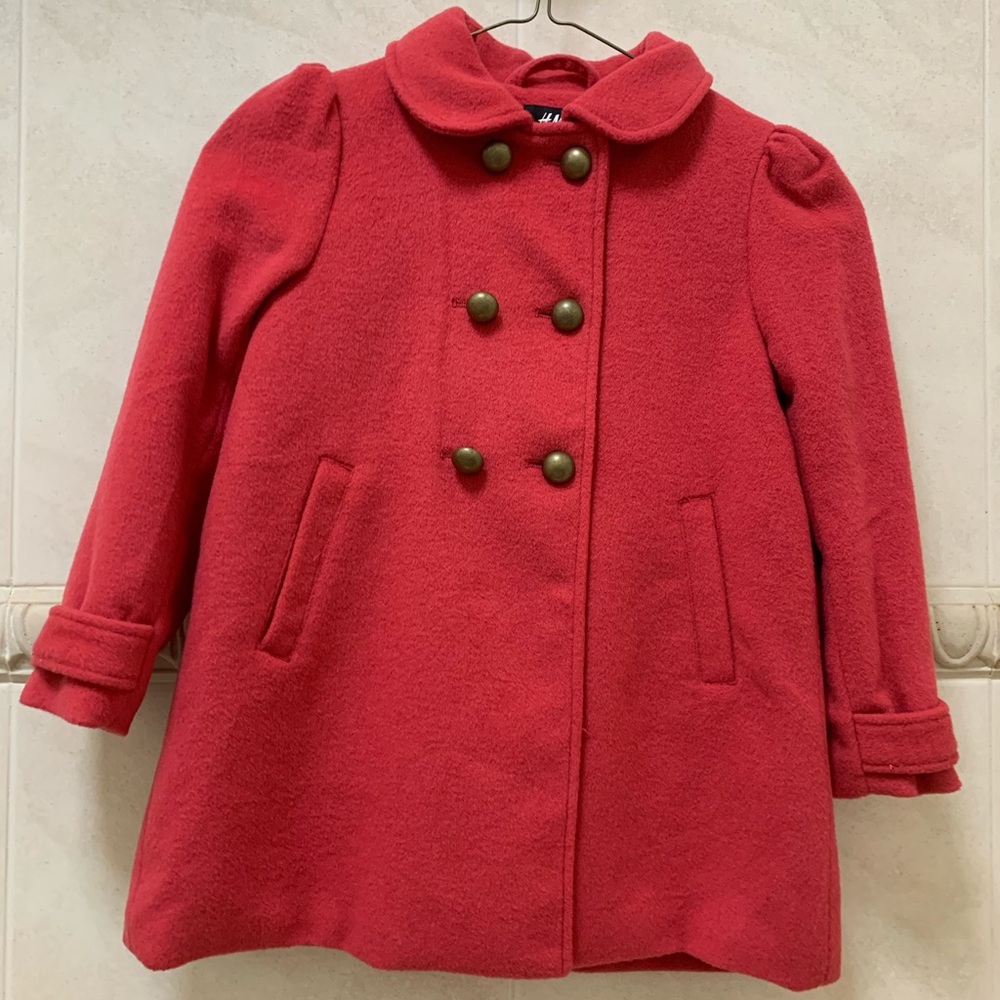 HM Kids Pink Coat with Gold Buttons